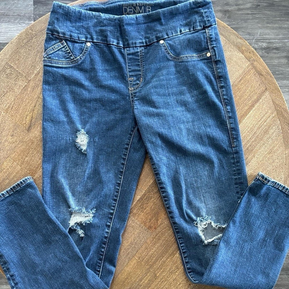 Rock & Republic Pull‎ On Jeans Women 10M Blue Fever Slimming Straight